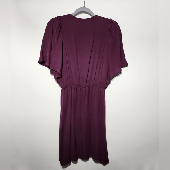 ALICE + OLIVIA Deep Magenta Silk Blend Faux Wraparound Dress, Sm - Picture 4 of 7